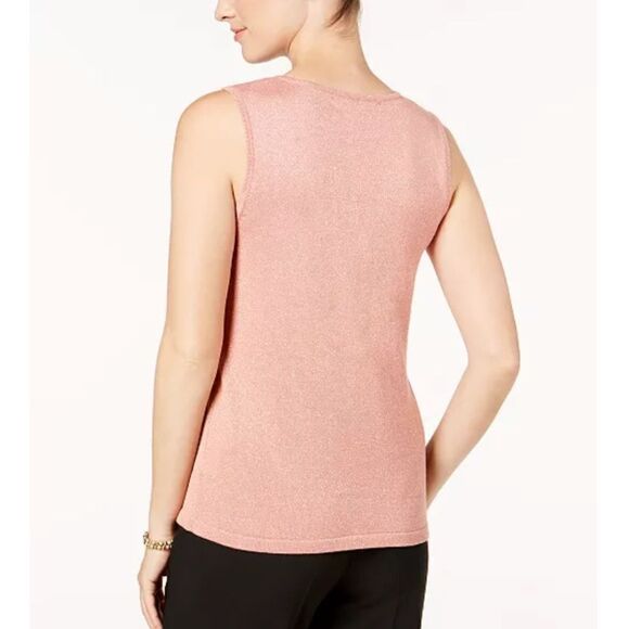 Kasper Medium Knit Sleeveless Metallic Top - Picture 2 of 11